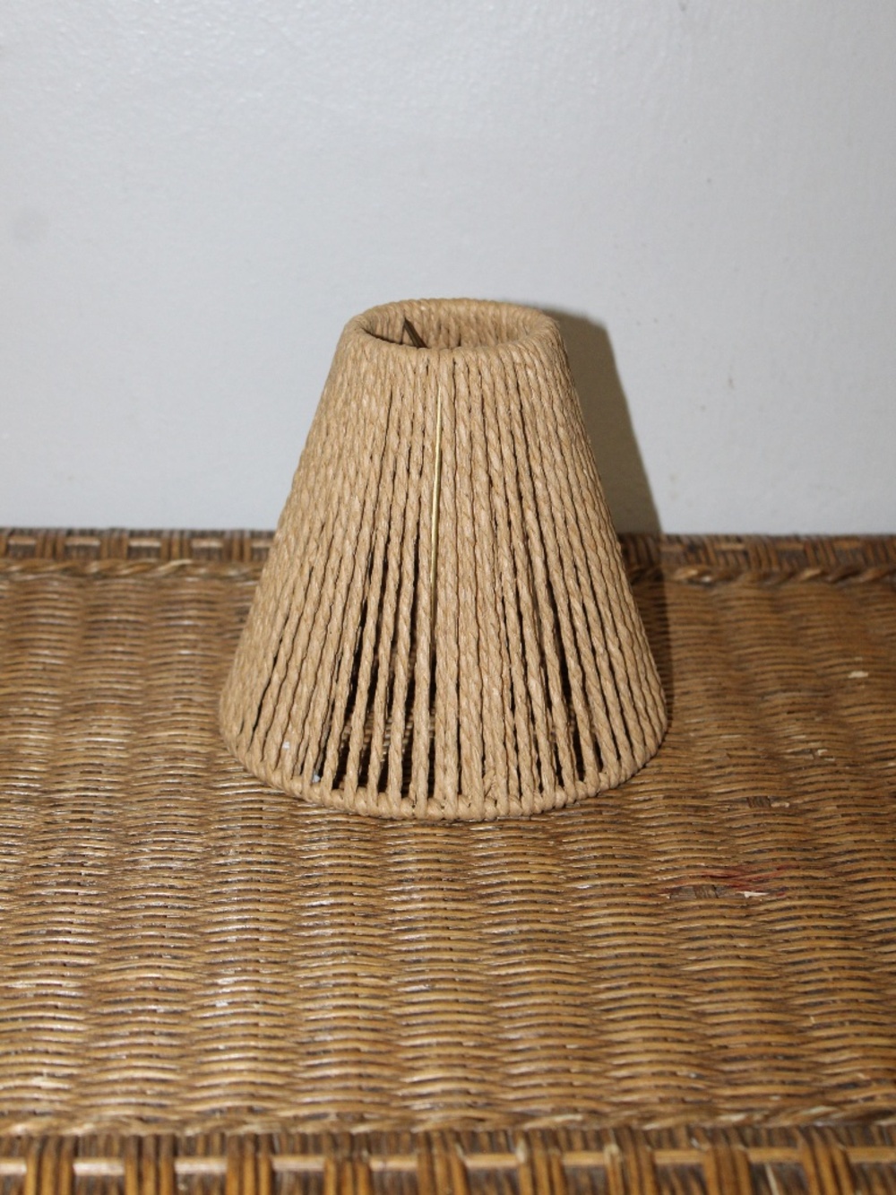 West Elm.  Small Woven Rattan / Wicker Cone Lampshade.  NWOT